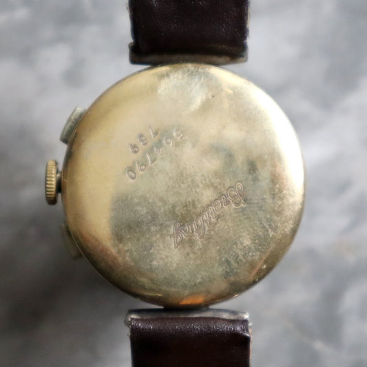 Breitling 789 1940s Rare Black Dial Gold and Steel Chronograph