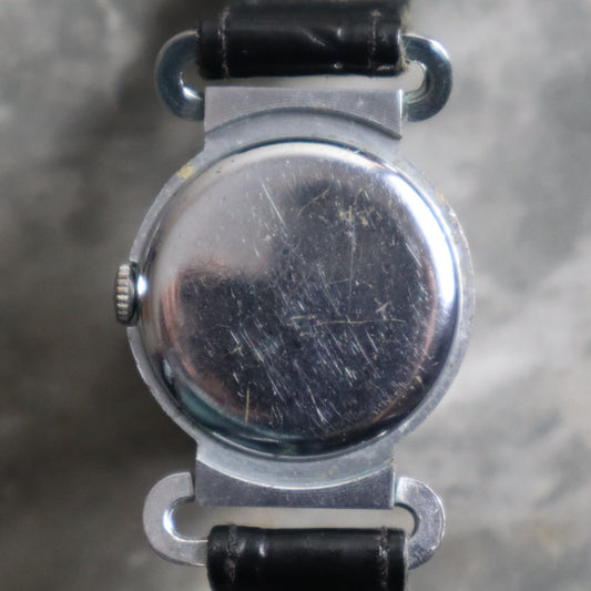 Vintage 1935 Omega Scarab Steel Wristwatch | Black Gilt Dial