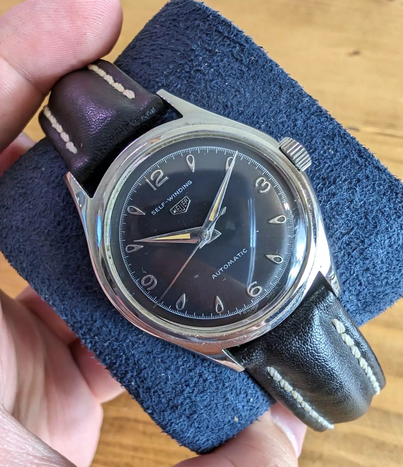 1950s Vintage Heuer Automatic Black Dial
