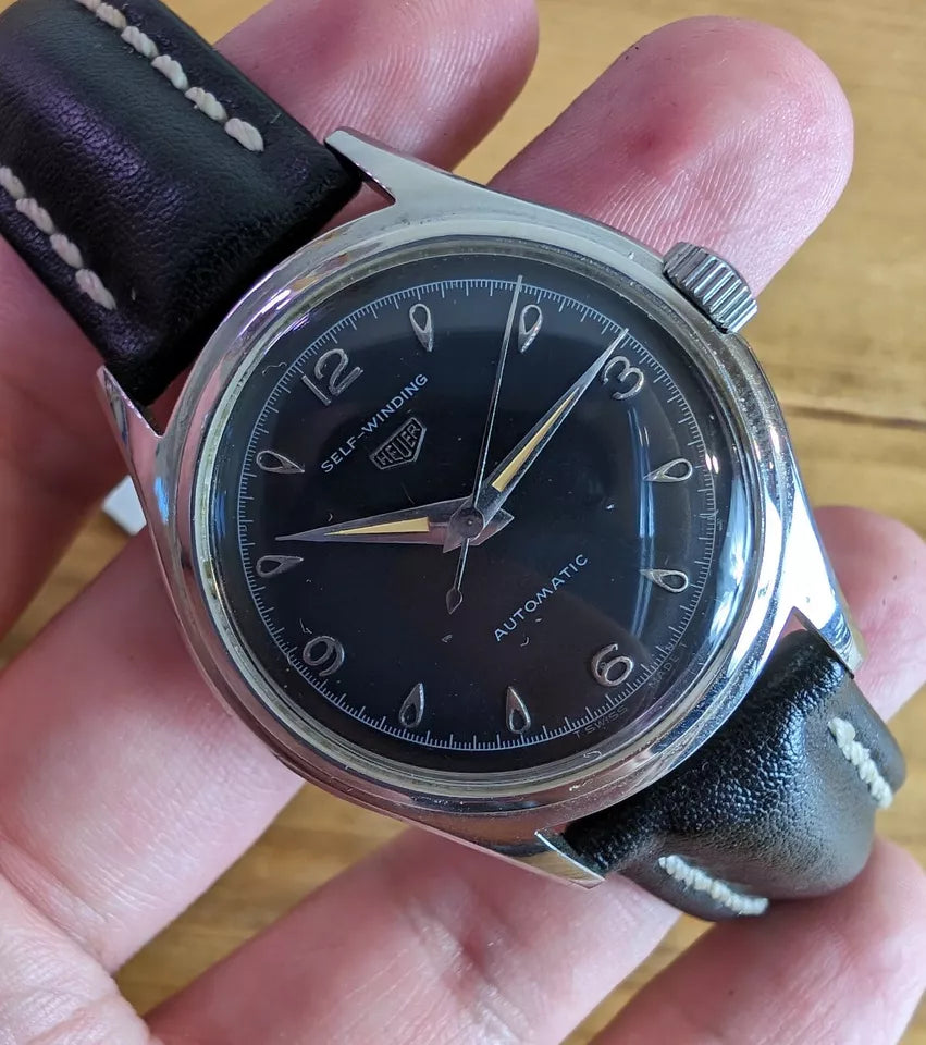 1950s Vintage Heuer Automatic Black Dial
