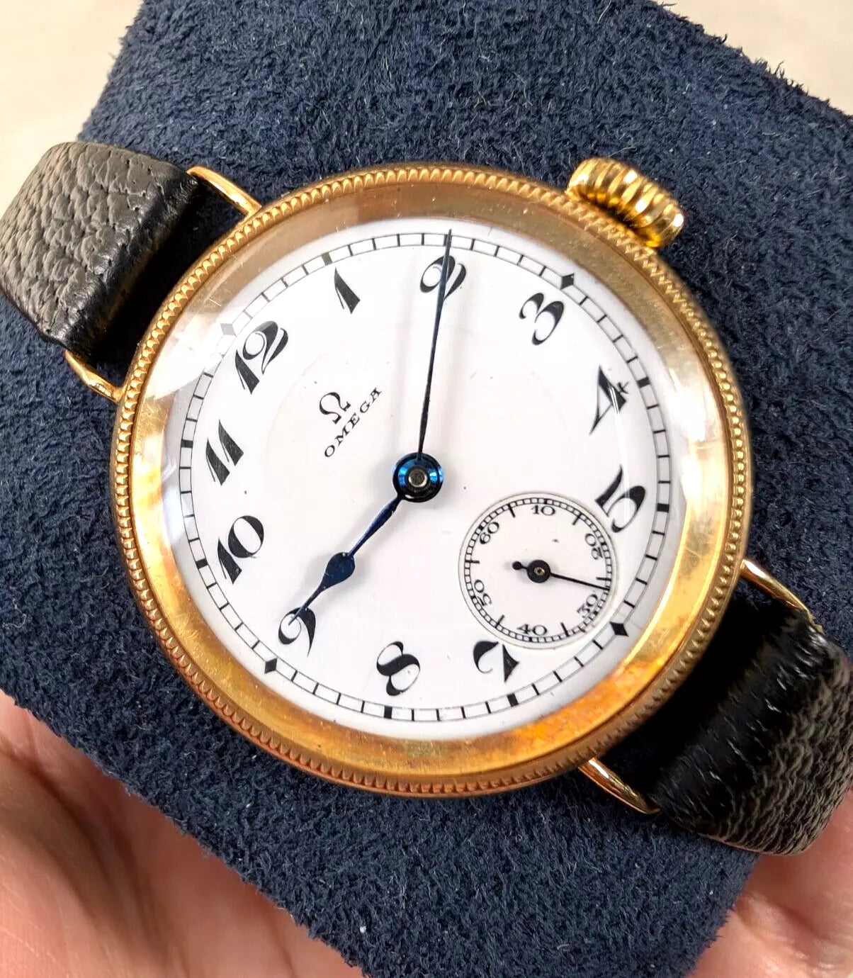 18ct Omega Military Officers Trench Watch - Very Rare Early Model