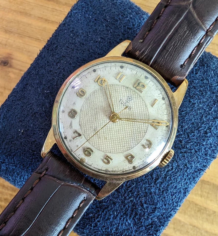 Vintage Tudor 1953 Solid 9k Gold Fantastic Linen Dial | Serviced