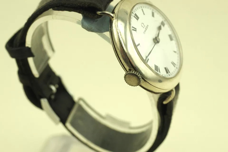 Very Early Omega Wrist Watch circa 1903 Silver Cased