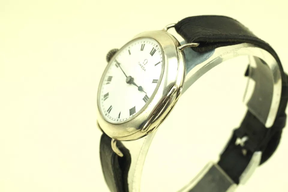 Very Early Omega Wrist Watch circa 1903 Silver Cased
