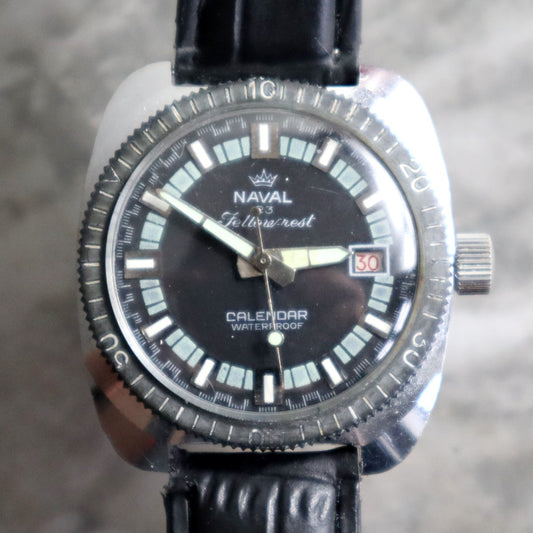 Naval Fellowcrest Date Divers Style Vintage Watch Early 70's