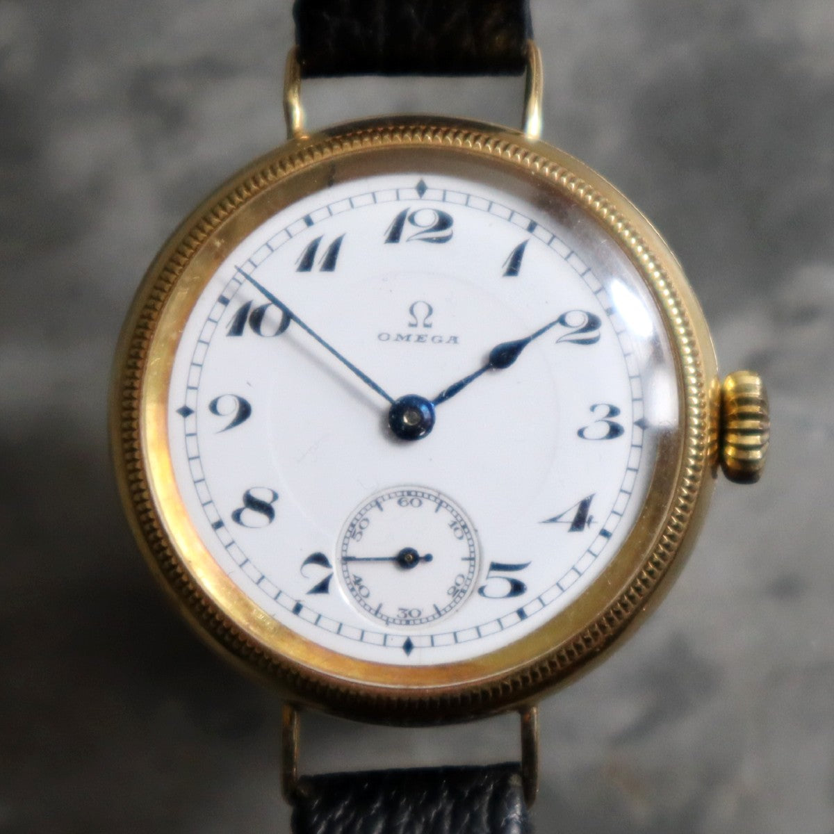 18ct Omega Military Officers Trench Watch - Very Rare Early Model