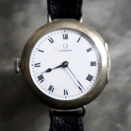 Very Early Omega Wrist Watch circa 1903 Silver Cased