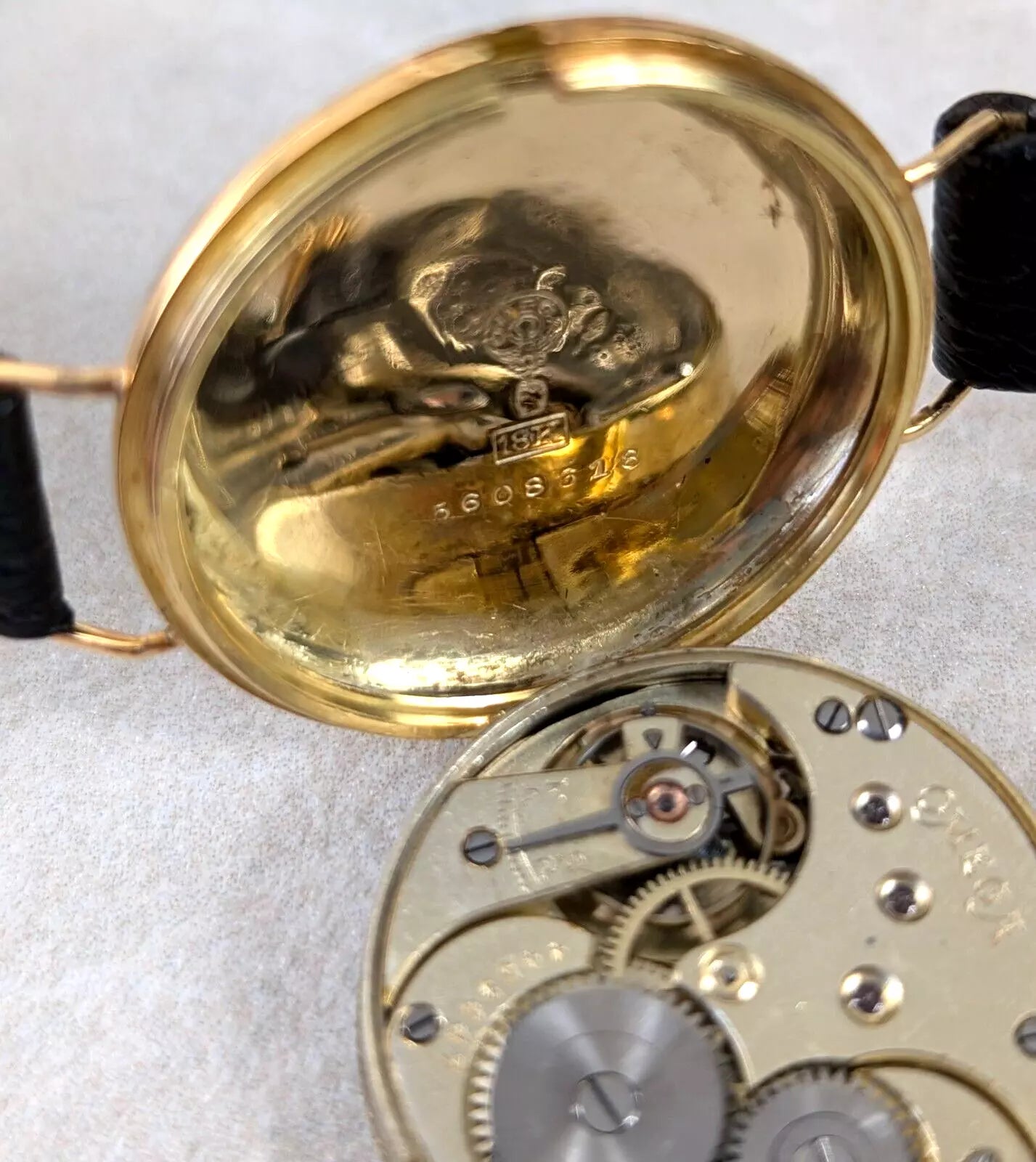 18ct Omega Military Officers Trench Watch - Very Rare Early Model