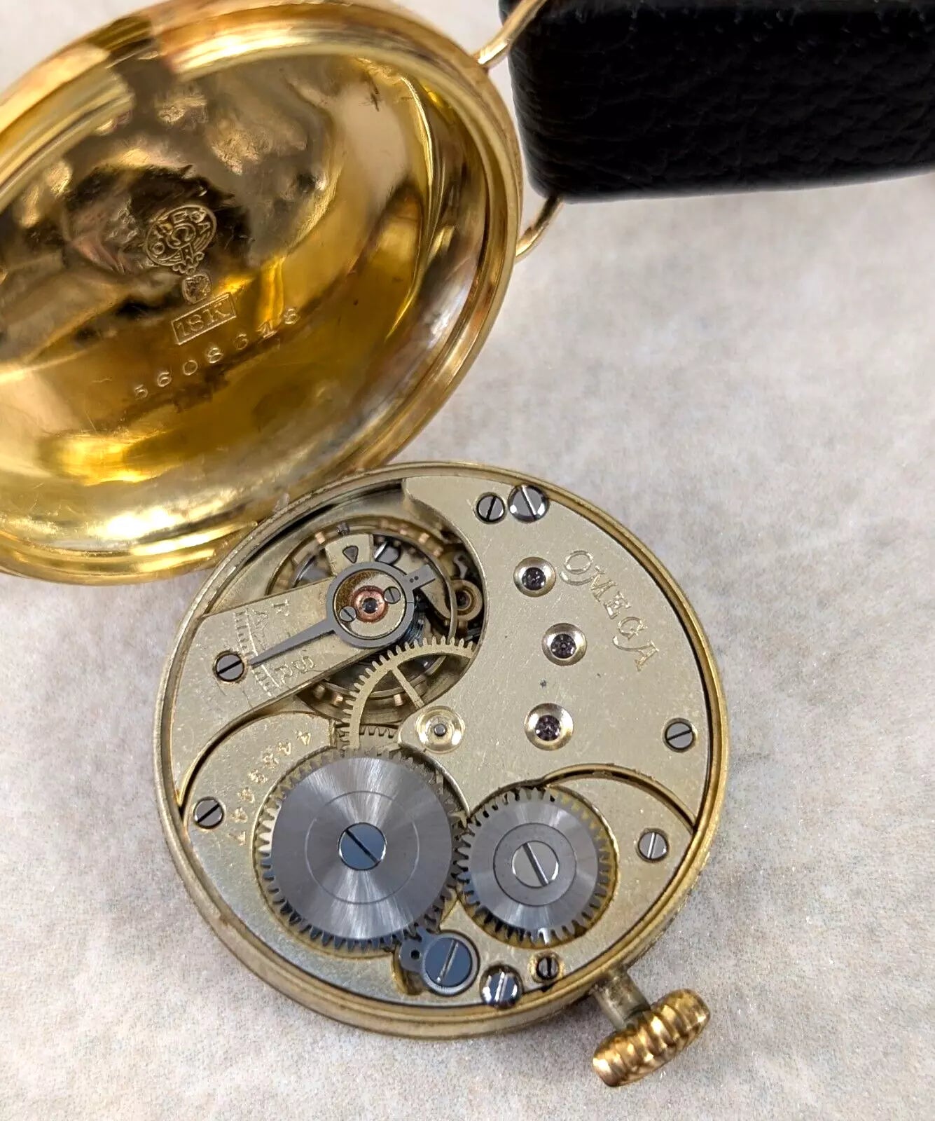 18ct Omega Military Officers Trench Watch - Very Rare Early Model