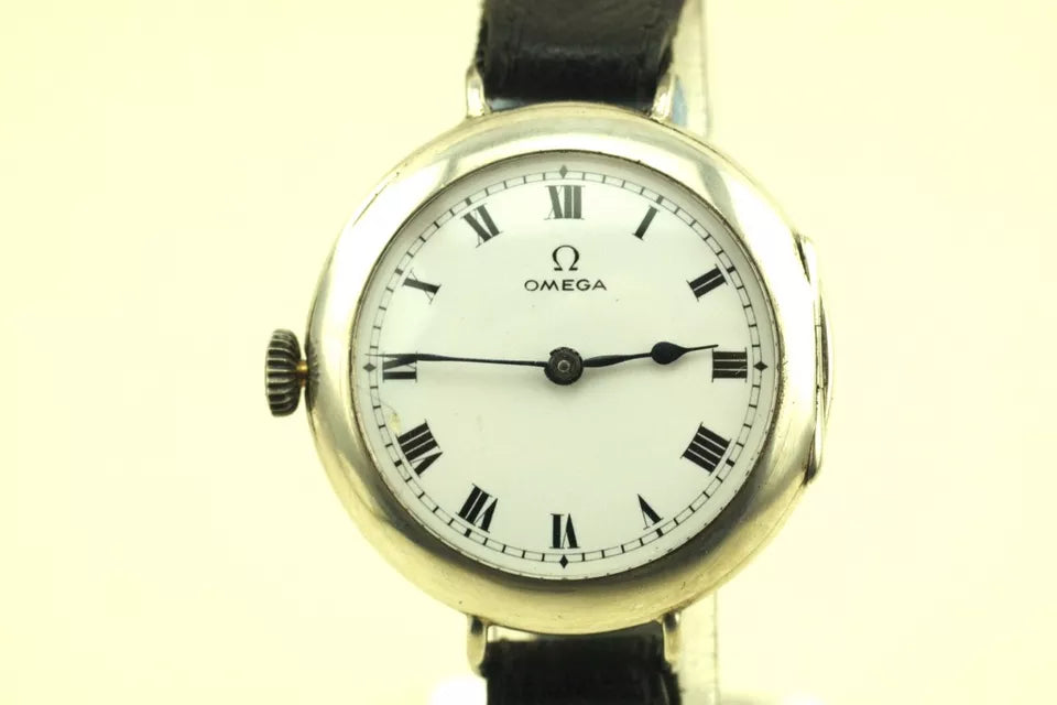 Very Early Omega Wrist Watch circa 1903 Silver Cased